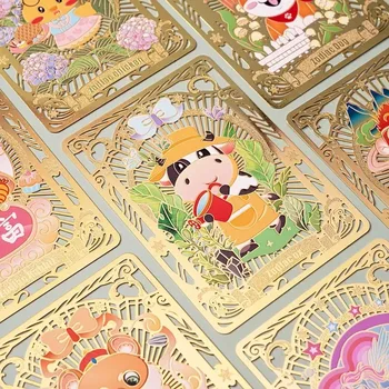 Kūrybinga kinų 12 zodiako animacinių filmų gyvūnų žymės Aukso spalva Tuščiaviduris dizainas Metalo žymė Studentų knygų priedai Vaikų dovana - Nuotrauka 1  