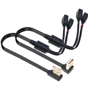 USB 2.0 2-in-1 prailginimo kabelis, įkrovimo kabelio adapteris iš vieno kištuko į du lizdus, USB duomenų kabelis, juodas plokščias ilgis 20cm, 40cm - Nuotrauka 2  