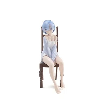 17CM NAUJA Anime Re:Gyvenimas kitokiame pasaulyje nei Zero Ram Rem su kėdės pižama Figūrėlė Lėlė PVC kolekcijos modelis Žaislų dovana - Nuotrauka 1  