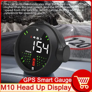 M10 Vairavimo nuovargio priminimas HUD su GPS kompasu Automobilio galva aukštyn ekranas Greičio viršijimo signalizacija LED spidometras KM/h MPH - Nuotrauka 1  