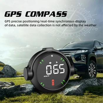 M10 Vairavimo nuovargio priminimas HUD su GPS kompasu Automobilio galva aukštyn ekranas Greičio viršijimo signalizacija LED spidometras KM/h MPH - Nuotrauka 2  