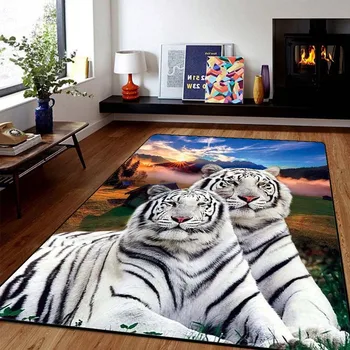 Kūrybingi 3D gyvūnai Kiliminis kilimas Tigras Liūtas Leopardo durys Didelis kilimėlis Vonios kilimėlis svetainės miegamojo įėjimo dekoravimui - Nuotrauka 2  