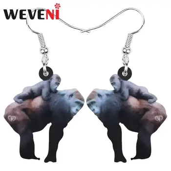 WEVENI Akrilas Orangutan Gorilla Ape beždžionių auskarai Animal Drop Dangle papuošalai moterims Girl Teen Kid Charm Gift Hot Sale Bulk - Nuotrauka 1  