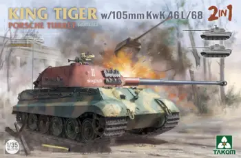 Takom 2178 1/35 King Tiger Sd.Kfz.182 w/105mm KwK 46L/68 Bokštelis 2 IN 1 Modelio rinkinys - Nuotrauka 1  
