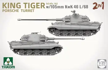 Takom 2178 1/35 King Tiger Sd.Kfz.182 w/105mm KwK 46L/68 Bokštelis 2 IN 1 Modelio rinkinys - Nuotrauka 2  