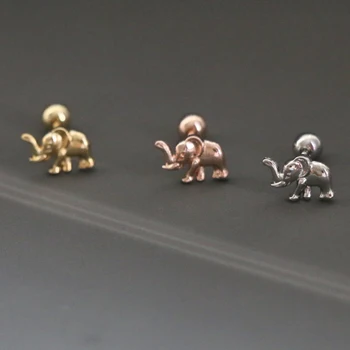 1 PCS Cute Mini Small Elephant Shape Ausies kremzlės smeigtuko rankogalių auskarai Madinga aukso spalva Nerūdijančio plieno sraigtinis strypas Ausų papuošalai - Nuotrauka 1  