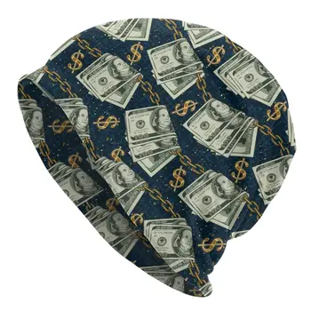 Fashion Hats Money Colorful Gold Metal Dollar Sign Folded 100 USA Dollar Bonnet Skullies Beanies Caps - Nuotrauka 1  