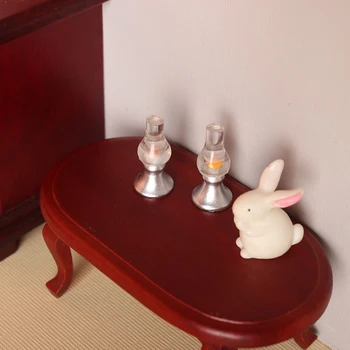 2Vnt 1:12 Lėlių namelis Miniatiūriniai žvakių laikikliai Candelabra modelis Namų dekoras Vaikai apsimeta žais Žaislai Lėlių namai Retro aksesuarai - Nuotrauka 2  