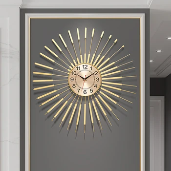 Svetainė Šviesus prabangus auksinis sieninis laikrodis Pagrindinis Kūrybinė asmenybė Menas Mada Europos laikrodis Sieninis vonios kambario dekoravimas ZY50GZ - Nuotrauka 1  