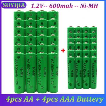 Nauja 1-24vnt 1.2V AAA+AA baterija 600mAh NI-MH įkraunama baterija žaislų žaidimų konsolės žibintuvėliui MP3 / MP4 LED elektrinis skustuvas - Nuotrauka 1  