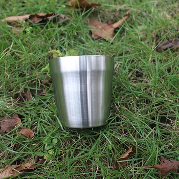 Kempingo puodelis 180ml Dvisluoksnė kava Pieno arbata Metalinė virtuvė Kelionės namo Kepsninė Vandens puodelis vakarienei Žygiai pėsčiomis - Nuotrauka 1  