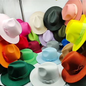 Peteliškės Fedora skrybėlė Panamos džiazo veltinio skrybėlė moterims Vyrai Mada Spalvingas britų stilius Top Hat Wide Brim 2023 - Nuotrauka 1  