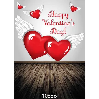 SHUOZHIKE Meno audinys Valentino dienos fotografija Fonai Prop Love Heart Rose Medinės grindys Foto studijos fonas 211215-12 - Nuotrauka 2  