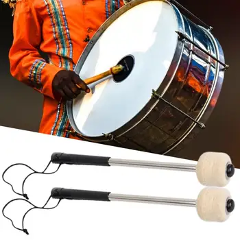 Bass Drum Mallet Felt Head Percussion Mallets Timpani Sticks Hanging Rope Professional Hard Metal Drum Sticks Drum Accessories - Nuotrauka 2  