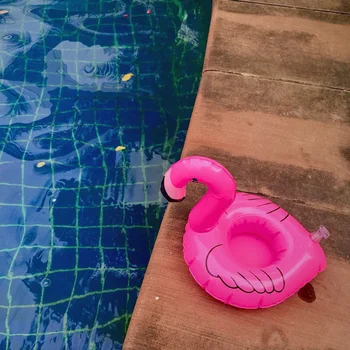 1-10 vnt Atogrąžų flamingų vakarėlio dekoravimo puodelio laikiklis PVC vandens plūdė Pripučiamas gėrimų puodelis suaugusiems baseino gėrimų dėklo dekoras - Nuotrauka 2  