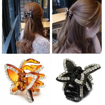 Fashion New Bling Rhinestone Girl Butterfly Hair Clip Clamp Accessories Claw Hairpin Crystal - Nuotrauka 1  