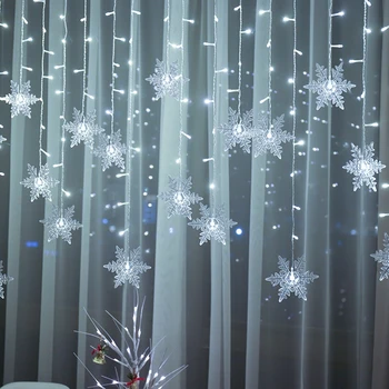 Kalėdinės lemputės Lauko dekoravimas Kabantys LED Snaigės žibintai Užuolaidų styginių žibintai Vakarėlio sodas Karnizo dekoravimas. - Nuotrauka 2  