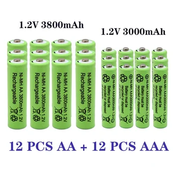1.2V AA 3800mAh NI-MH įkraunamos baterijos+1.2 V AAA 3000 mAh Rechageable baterija NI-MH baterija - Nuotrauka 1  