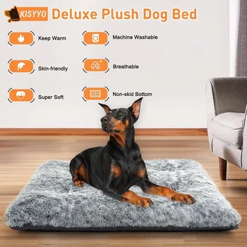 Pet Plush Bed Dog Crate Kennel Bed Cat Sleeping Floor Mat Winter Warm Non-slip Sofa Cushion for Small Medium Large Dogs - Nuotrauka 2  
