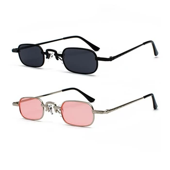 2Vnt Retro Punk akiniai Skaidrūs kvadratiniai akiniai nuo saulės Moteriški retro akiniai nuo saulės Vyriškas metalinis rėmelis - juodas + juodas Pilkas & Rožinis + Sidabras - Nuotrauka 1  