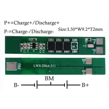 LWS 7.4V 6.4V Protect Circuit Board, 2S 5A bms su ntc 2S ličio jonų baterijų paketams - Nuotrauka 2  