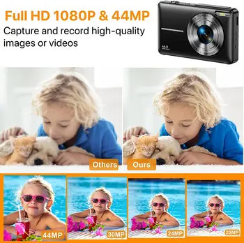 Naujas vaiko skaitmuo Fotoaparatas 2,4 colio HD 1080P įkraunamos kameros su 16x priartinimu Kompaktiška kamera 44MP kameros mergaitėms fotoaparato skaitmenis - Nuotrauka 2  