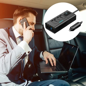 090E 200W automobilio galios keitiklis nuo 12V iki 220V USB 5V automatinis adapteris nešiojamam kompiuteriui - Nuotrauka 2  