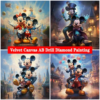 Disney 5D PASIDARYK PATS AB Aksominės drobės deimantų tapybos rinkiniai Mielas animacinis filmas Mikio deimanto meno kryžiaus dygsnio mozaikos rankdarbiai Namų dekorai - Nuotrauka 1  