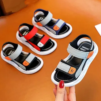 vasara Vaikiški Baotou nauji sandalai Korėjietiška neslidžių minkštų dugnų versija Maži vidutiniai ir dideli berniukai Paplūdimio batai Kūdikių sandalija - Nuotrauka 2  
