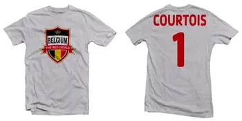 2019 Nauji vyriški marškinėliai trumpomis rankovėmis 100 % medvilniniai marškinėliai vyrams Belgija Raudonųjų velnių herojus Tee Courtois futbolininkas pasidaro marškinėlius - Nuotrauka 1  