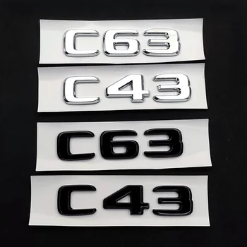 3d ABS Chrome Juoda C43 Logotipas C63 raidės Automobilio bagažinės emblemos ženklelis Mercedes Benz C43 C63 W205 W204 C 43 63 Lipdukų priedai - Nuotrauka 1  