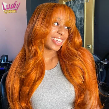 Oranžiniai kūno bangų kirpčiukai Žmogaus plaukų perukas Skaidrus nėrinių priekinis perukas Balinti mazgai 13X4 13X6 Priekinis perukas juodaodėms moterims - Nuotrauka 1  
