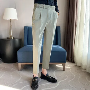 Men Boutique Slim Suits Kelnės Vyriški oficialūs drabužiai Tinkamos kelnės Aukštos kokybės vyras Britų stiliaus verslas Laisvalaikio kostiumo kelnės 36 - Nuotrauka 1  