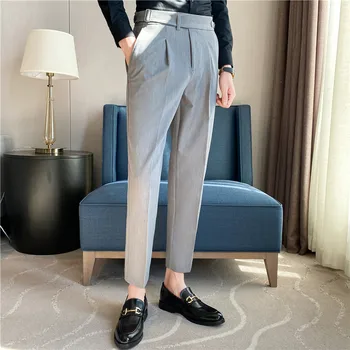 Men Boutique Slim Suits Kelnės Vyriški oficialūs drabužiai Tinkamos kelnės Aukštos kokybės vyras Britų stiliaus verslas Laisvalaikio kostiumo kelnės 36 - Nuotrauka 2  