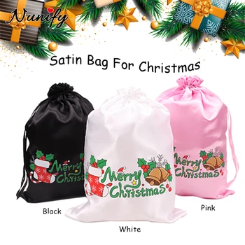Satino sutraukiamieji maišeliai plaukams pakuoti 25x35cm perukai Maišeliai su kalėdinėmis kojinėmis Spausdinti Šilko pakuotės Laikymo maišelis Dovanų maišeliai - Nuotrauka 1  
