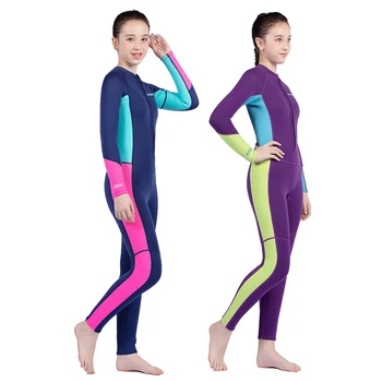 Kids 2.5mm neopreno maudymosi kostiumėlis, viso kūno priekinis užtrauktukas Wetsuit Youth Boy's Girl's One Piece Water Suit Long Sleeve Dive Swims Suit - Nuotrauka 1  