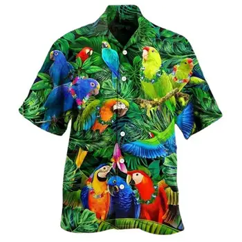 Vyriški marškiniai Minkšti marškiniai Viršus Apversta apykaklė Madingi vyrai Kokosų medis Paukščiai Spausdinti Laisvi Havajų marškiniai Gatvės drabužiai - Nuotrauka 2  