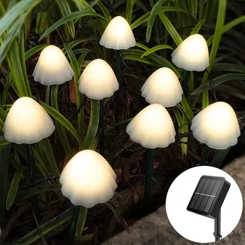 Saulės styginių žibintai LED grybų lempa lauko vandeniui atspari pasakų šviesa 8 režimas Išmanieji sodo žibintai Helovino Kalėdų atostogų vejos lempa - Nuotrauka 2  