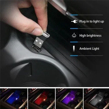 Car Mini USB LED atmosferos žibintai hyundai veloster Audi a4 B8 Chrysler 300 Mustang Honda CRV Civic 2017 Subaru W - Nuotrauka 2  