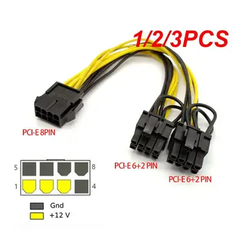 1/2/3PCS PCI-E 6-pin To Dual 6+2-pin (6-pin/8-pin) Power Splitter Cable Graphics Card 6Pin To Dual 8Pin PCIE Power Data Cable - Nuotrauka 1  