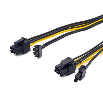1/2/3PCS PCI-E 6-pin To Dual 6+2-pin (6-pin/8-pin) Power Splitter Cable Graphics Card 6Pin To Dual 8Pin PCIE Power Data Cable - Nuotrauka 2  