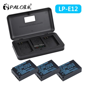 PALO LP-E12 LPE12 LP E12 fotoaparato baterija+SD sąsaja Saugojimo dėžutė LCD įkroviklis, skirtas Canon M 100D Kiss X7 Rebel SL1 EOS M10 M50 DSLR - Nuotrauka 1  