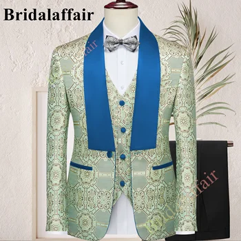 Bridalaffair 2023 Fashion New Men's Business Single Breasted New Fabrics Color Suit Coat / Male Slim Wedding 3Pcs Blazers Jacket - Nuotrauka 2  