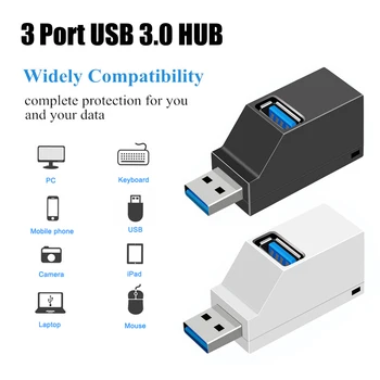 USB 3.0 2.0 HUB adapterio plėstuvo mini skirstytuvo dėžutė 3 prievadai PC nešiojamam kompiuteriui Macbook mobilusis telefonas didelės spartos U disko skaitytuvas - Nuotrauka 1  