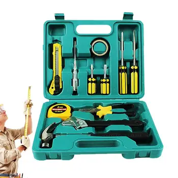 Automobilių remonto įrankių rinkinys Dirbtuvės TPR mechaninių įrankių dėžutė namams 12 dalių Rankinių įrankių rinkiniai Atsuktuvų komplektas su nešiojama įrankių dėže - Nuotrauka 1  