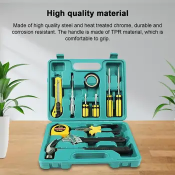 Automobilių remonto įrankių rinkinys Dirbtuvės TPR mechaninių įrankių dėžutė namams 12 dalių Rankinių įrankių rinkiniai Atsuktuvų komplektas su nešiojama įrankių dėže - Nuotrauka 2  