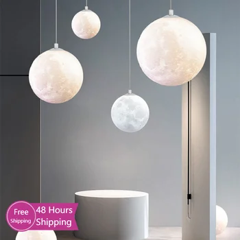3D Spausdinti pakabinamas virtuvės valgomojo apšvietimas Restorano mėnulio pakabinama lempa Modernūs paprasti rutuliniai dekoravimo žibintai Vidaus LED - Nuotrauka 1  