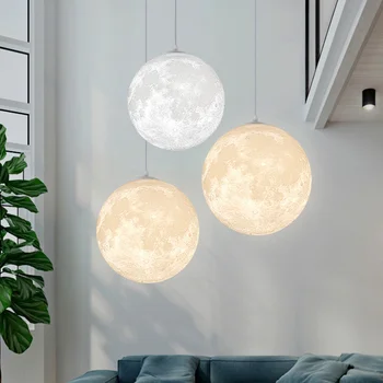 3D Spausdinti pakabinamas virtuvės valgomojo apšvietimas Restorano mėnulio pakabinama lempa Modernūs paprasti rutuliniai dekoravimo žibintai Vidaus LED - Nuotrauka 2  
