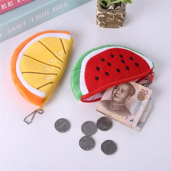Student Girl Fruit Zipper Monetų piniginė Vaisių tematikos raktų maišelis Kid Strawberry Lovely Plush Arbūzo lūpų dažų dėklai Maišeliai - Nuotrauka 1  