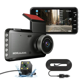 Dash Cam Car DVR Full HD 1080P Priekinio ir galinio vaizdo diskas Vaizdo registratorius Juoda dėžė Dashcam naktinio matymo parkavimo monitorius - Nuotrauka 1  